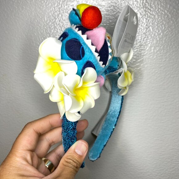 Disney Aulani Resort Lilo & Stitch Plumeria Blue Sequin Ears Headband Hawaii New main image 4
